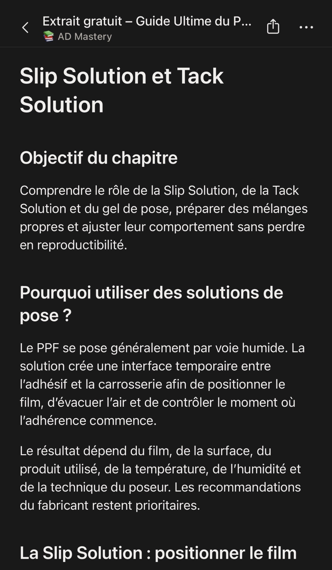 Aperçu — Slip Solution et Tack Solution